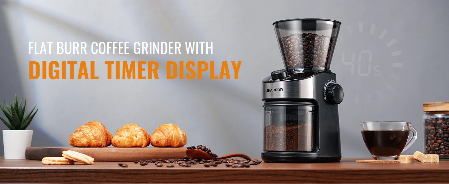 SHARDOR Conical Burr Coffee Grinder with Digital Timer Display, Electric  Coffee