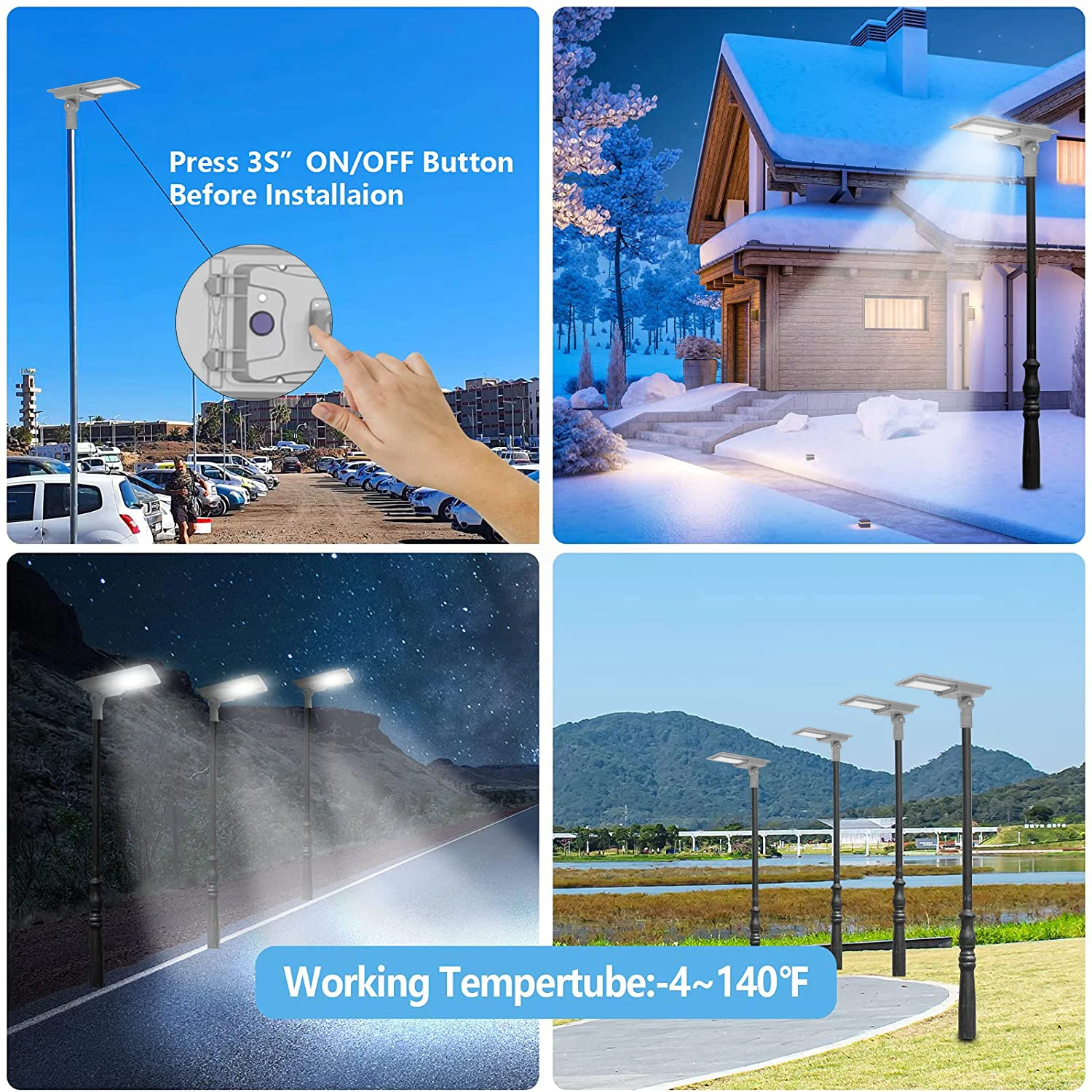 IP66 водонепроницаемый наружный встроенный все в одном светодиодный уличный фонарь на солнечной энергии