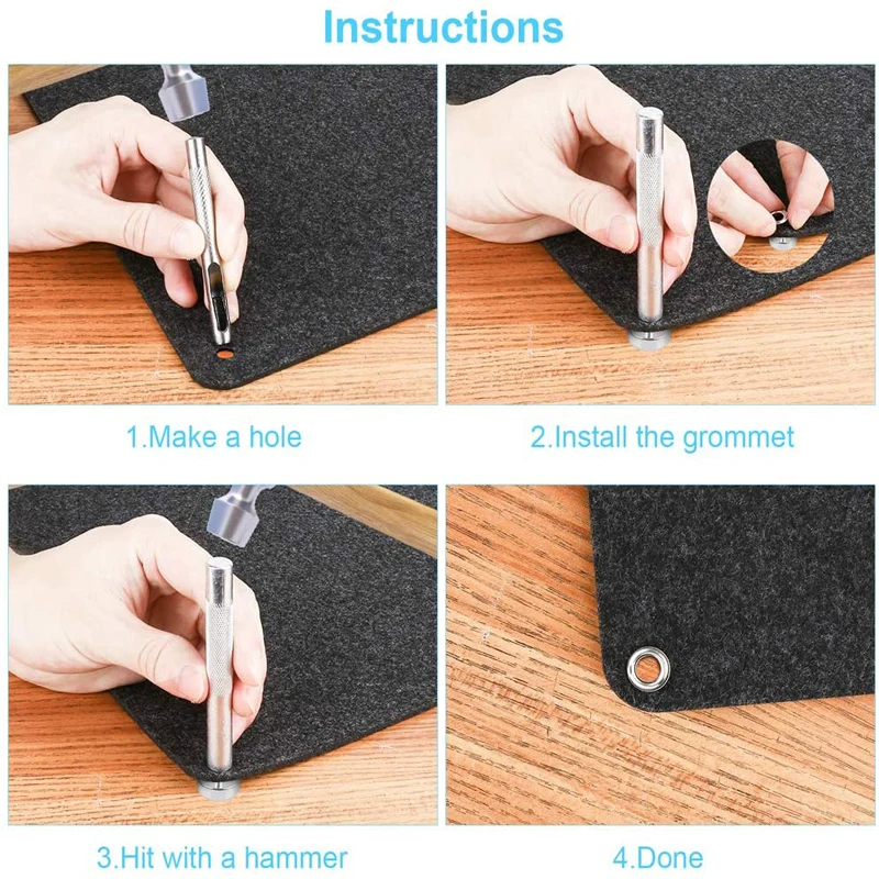 100 комплектов люверсов набор утолщенных серебристые металлические люверсы 1/4 дюйма с 3 шт. установочных инструментов для одежды