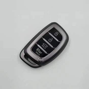 Wholesale TPU Metal Gray car key Case cover fully protected soft key case bracket for modern Tucson Sonata