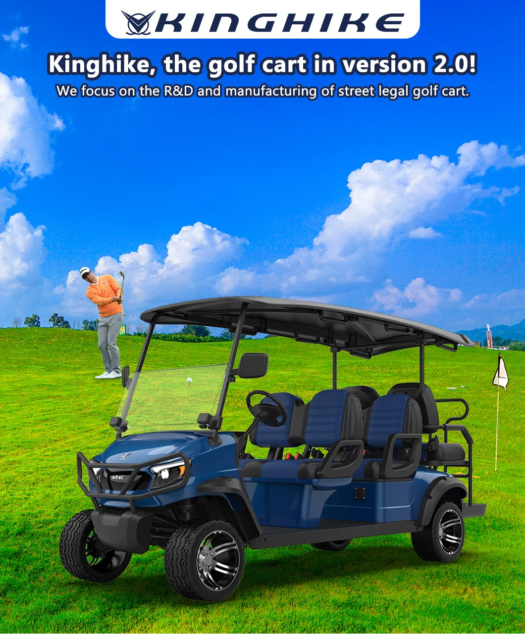 2022 New Design Street Legal Personal Lifted Electric Club Car 6 Seater