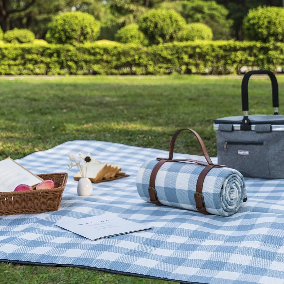 Custom Extra Large Portable Tote Plaid Custom Picnic Blanket Outdoor