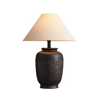 Japanese Style Hallway Restaurant Bedside Black Ceramic Table Lamp Indoor Balcony Garden Table Light