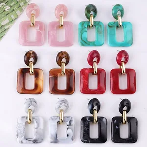 European American Autumn Winter Series Textured Geometric Square Acrylic Fashion Drop Earrings for Women Retro Style Wholesale