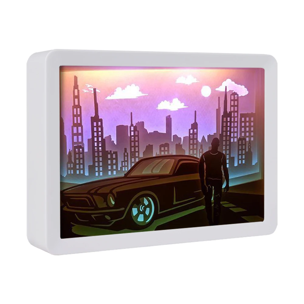Fast and Furious Paper Cut Led Light Box Famous Movie Character Illustration Handmade Birthday Gift Paper Carving Lamp
