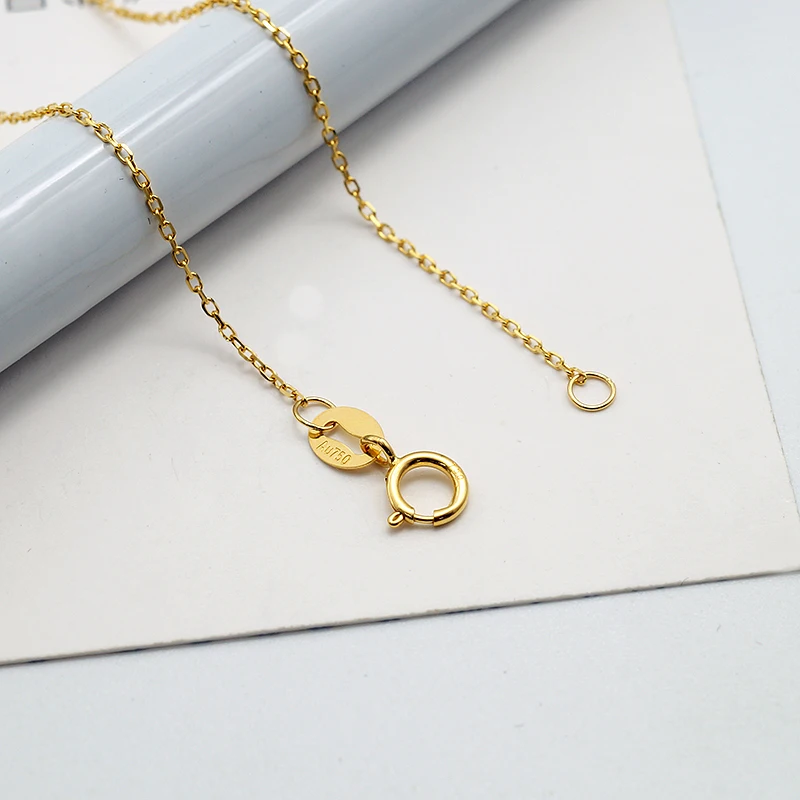 アクセサリー Saudi Gold 18K/ AU750 Exquisite Au750 18K Yellow Gold Studded Link Chain Necklace