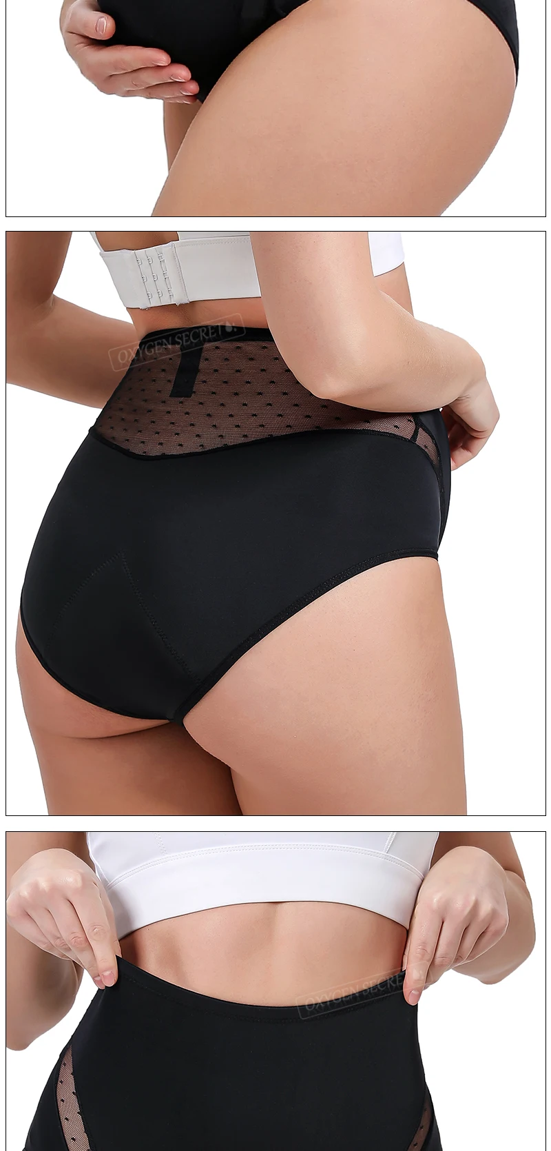 Oxygen Secret Stomach Lift Panties Laceside 4 Layers Absorption Leak Proof Bump Briefs