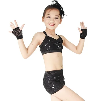 MiDee Sequins Crop Top Kids Clothing Latin Dance Costumes Belly Dance
