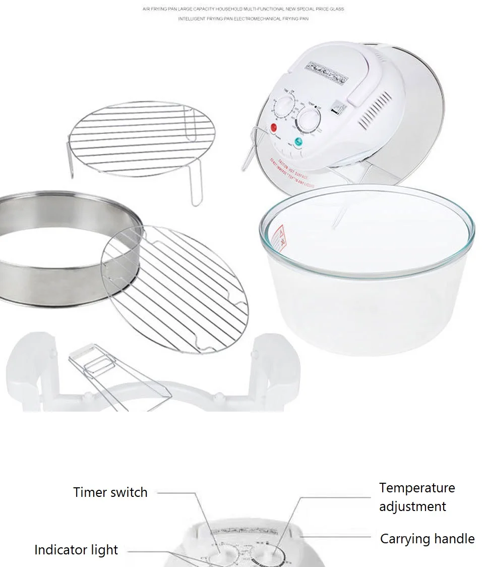 Multifunction Cooker Desktop Glass Air Fryer Electric Wave Turbo