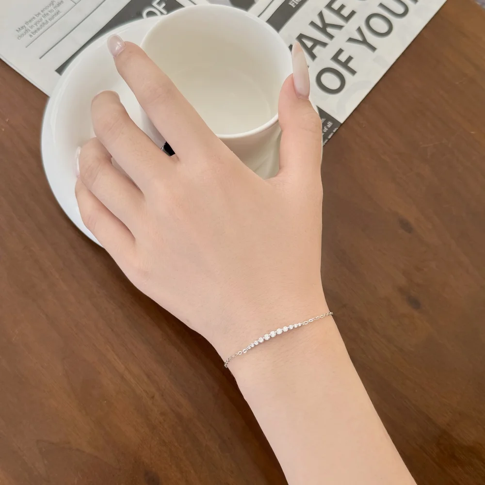 KAKODIY Simple Design 925 Sterling Silver 5A Cubic Zirconia Adjustable Bracelet Slide Clasp Women's Bracelet detail 5