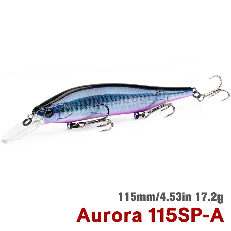 TSURINOYA 115mm 17.2g 115SP Suspending Minnow Tungsten Weight System Fishing  Lure AURORA Pike Bass Jerkbait Hard Bait