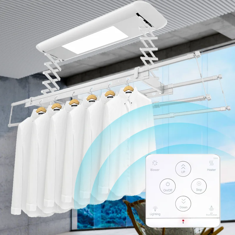 Smart Home Automation Telescopic Rod Clothes Rack Descending Racks Electric  Dryer Rack Ceiling