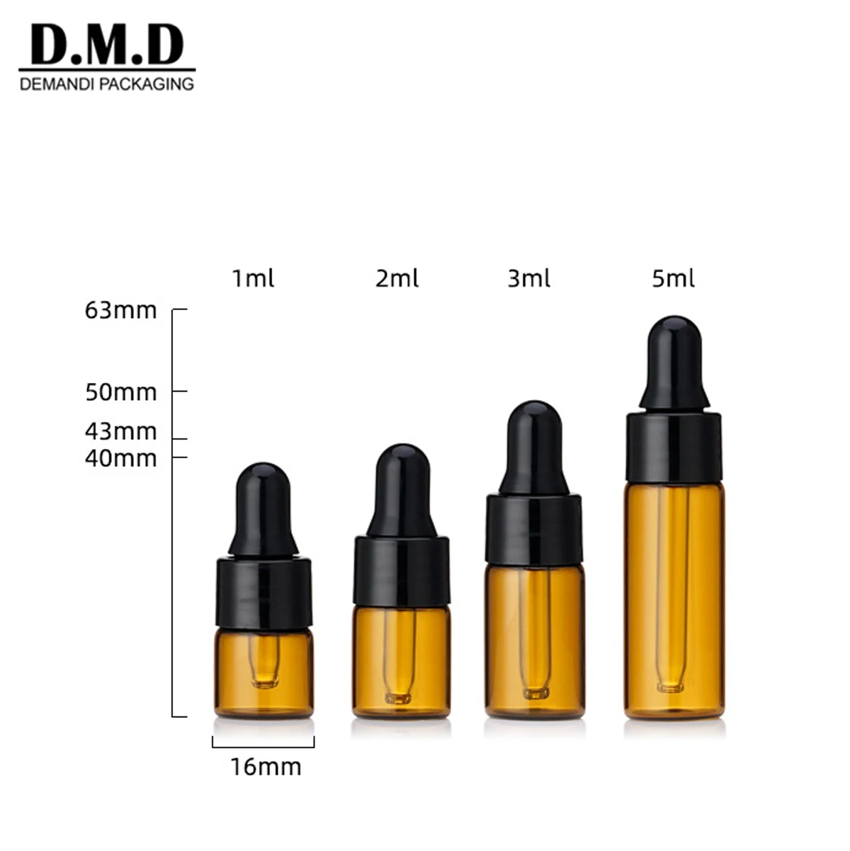 Screen Printing 1ml 2ml 3ml 5 Ml Small Mini Amber Glass Dropper Bottles Essential Oil Bottle 3341