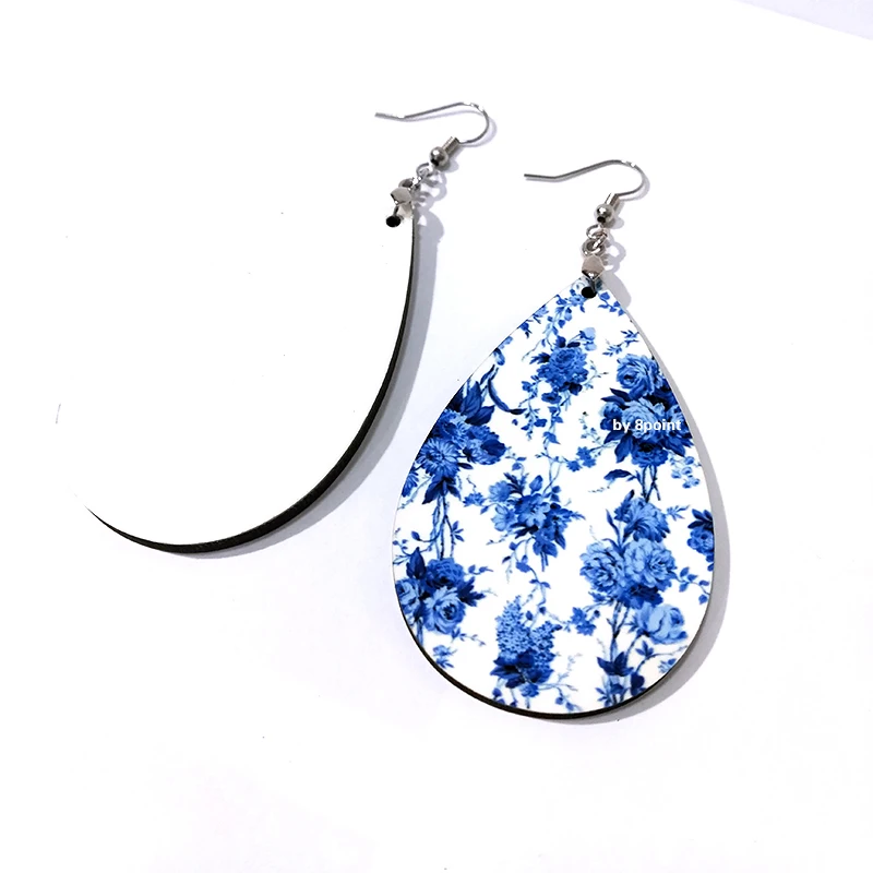 6 Pairs Handmade Wooden Sublimation Blanks Earring Mdf Sublimation Printing  Dangle Earrings For Women Jewelry Making