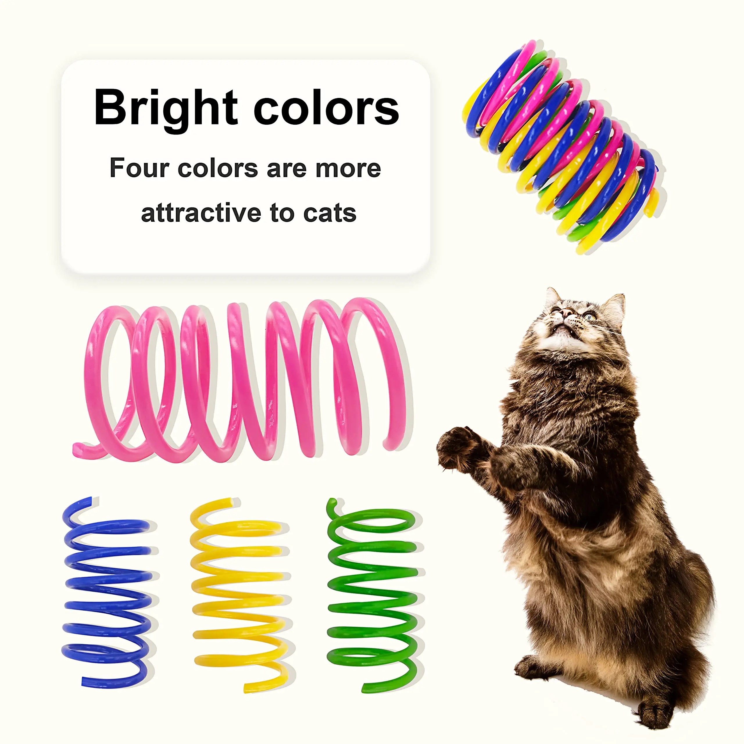 Jouets à ressort pour chat ou bobines à ressort en plastique colorées et  durables d'intérieur attirent les chats à Swat Bite Hunt Jouets interactifs 