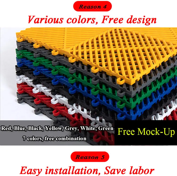 Interlocking Pvc Garage Floor Tiles Drainage Tiles For Car Wash Room