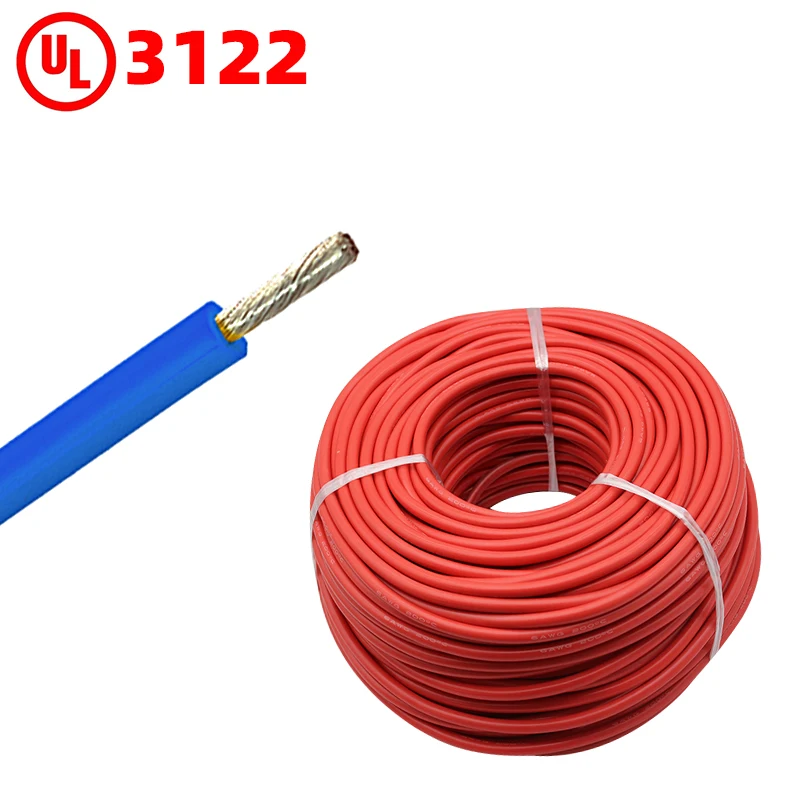 Custom UL3122 Automotive Auto Wire 12 18 20 AWG Stranded 300V AC RF Cable Silicone Rubber Insulation Energy Storage Overhead