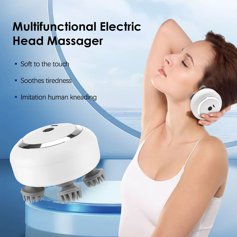 Rechargeable Electric Relax Deep Tissue Kneading Scalp Head Massager ...