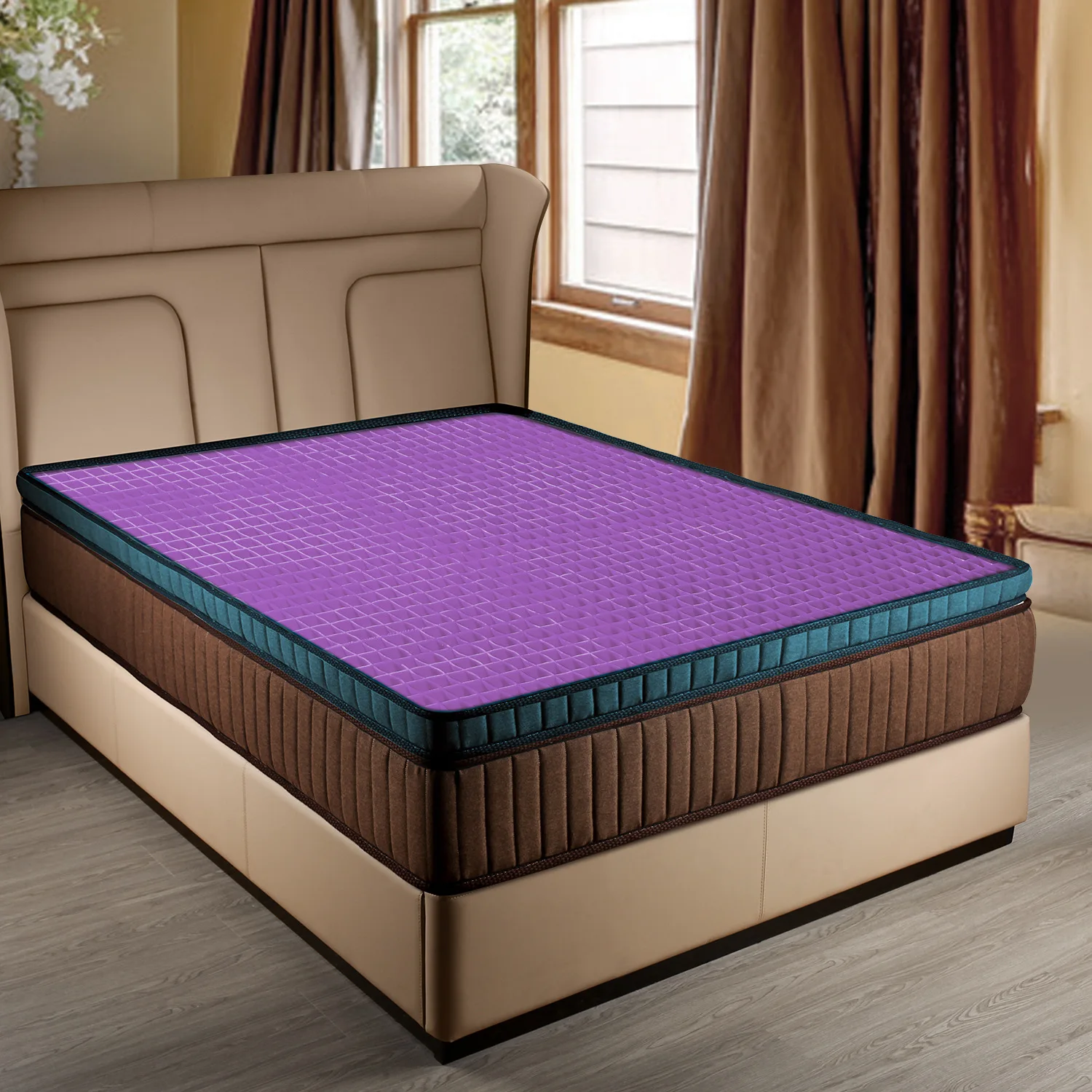 Kingworth Queen Size Grid Mattress Pad Gel Topper Full Tpe