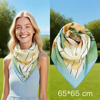 Luxury 65.65cm Polyester Winter Pashmina Shawl for Women Chic Neckwear with Printed Flower Style and Magnetic Snap Chic Scarf