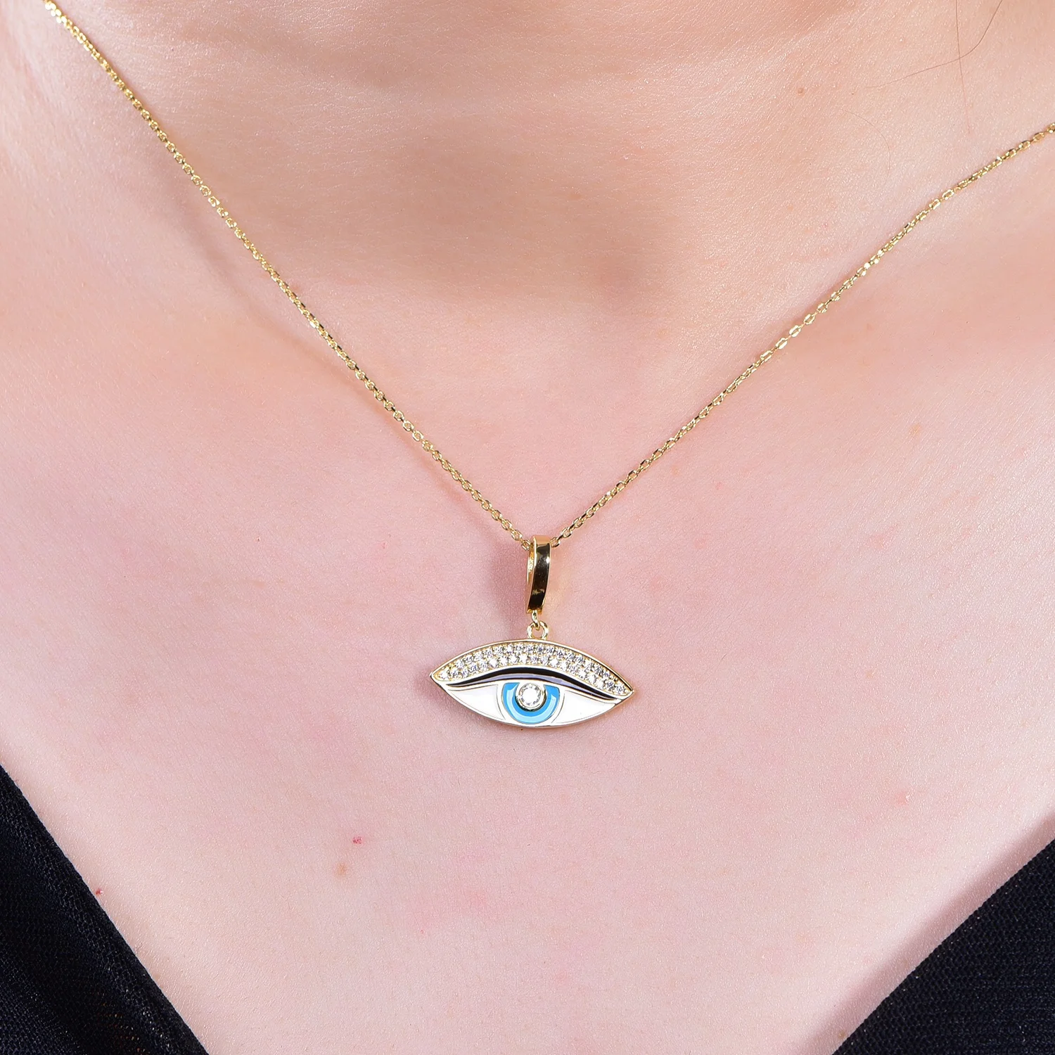 eye necklace 925 sterling silver Pendants wholesale fashion eye necklace charm eye diamond necklace pendant