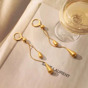 MW Waterproof 18K Gold Plated 316L Stainless Steel Huggies Hoop Water Drop Earrings Necklaces Fine Fashion Jewelry for Women