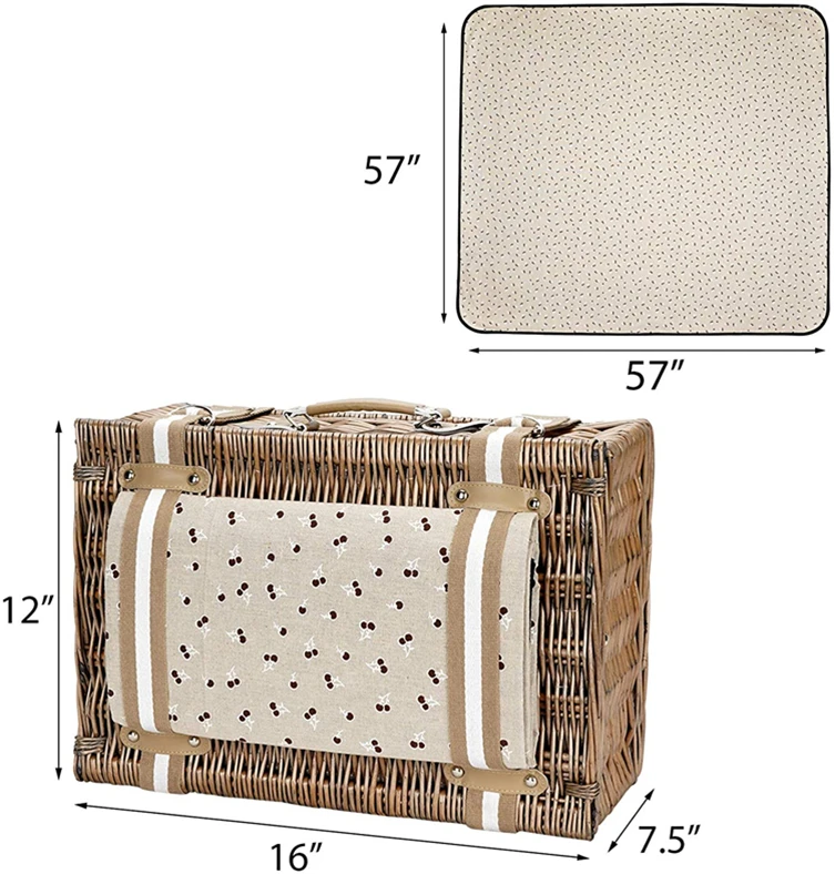 Spring Basket Antique Factory Handbag Holiday Leather Details for Two Outdoor Vietnam Weaving Storage Small Picnic Baskets