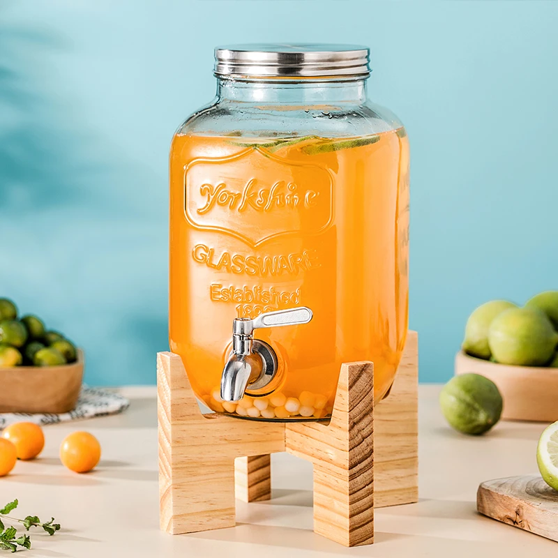 Distributore Bevande In Vetro 5 Litri Con Rubinetto - Dispenser Per Succhi, Acqua, Cocktail E Tè Freddo - Ideale Per Feste E BBQ