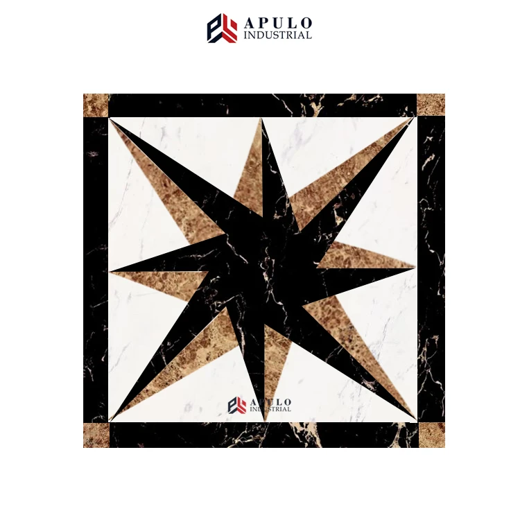 Factory Direct Sale Custom Design Round Marble Tiles Floor Stars Pattern Waterjet Hall Flooring 1200mm for Living Room Patterns