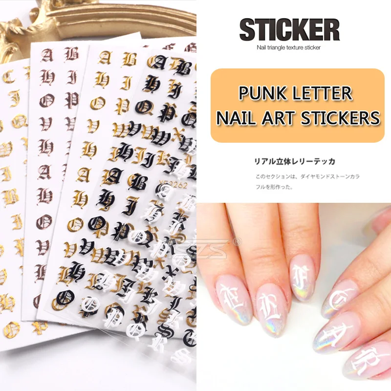 Letter Nail Stickers Decals for Nails 3D Laser Nail Decals