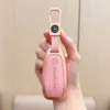 Étui à clés en grain de bois rose doré, boucle en cuir avec logo