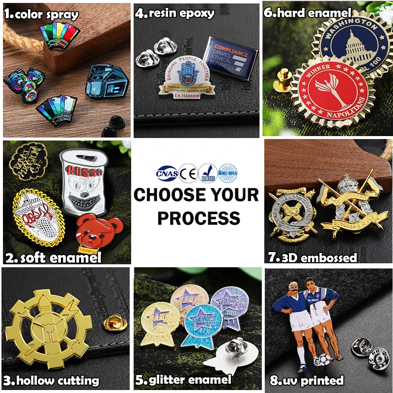 Brooch Personalized Logo Metal Badge Gold Plated Hard Soft Enamel Pins Custom Pins Epoxy Magnet Lapel Pin Custom for Clothes Hat