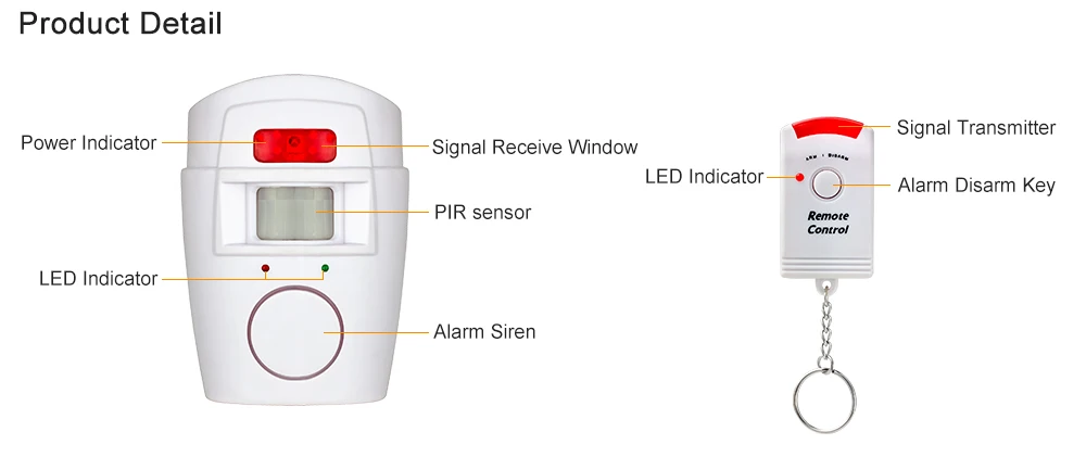 Détecteur de capteur de mouvement infrarouge sans fil PIR d'alarme de