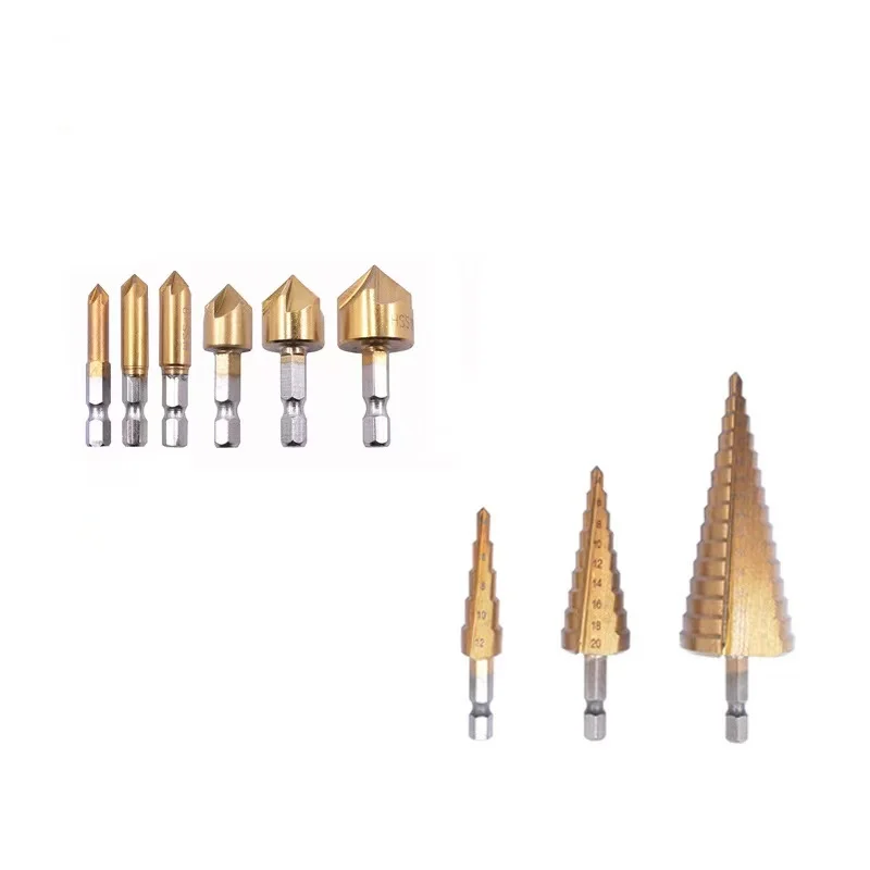 Set 26 Punte Per Trapano Per Smusso E Svasatura - Per Legno, Metallio, Plastica - Con Chiave E Punzone Centrale - Foto 3