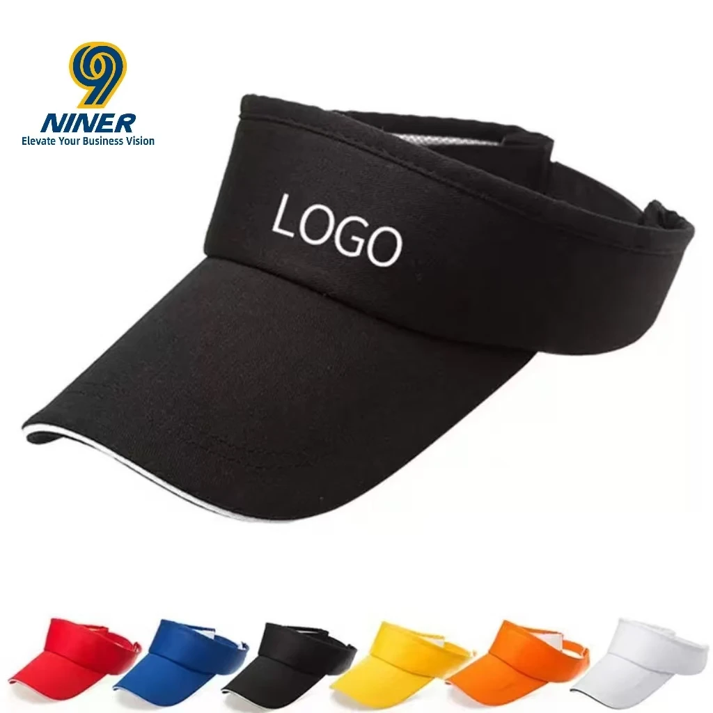 Custom Logo Cotton/Polyester Sun Visor Hat Buckle Closure | Breathable Outdoor Sports Cap Wide Brim UV Protection Promotional