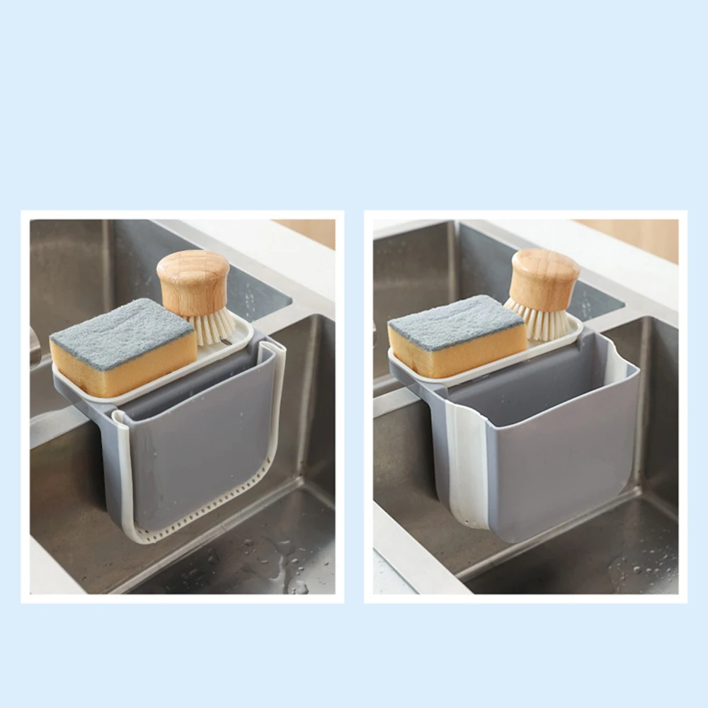 Universal & Foldable Multifunction Sink Drain Basket Sink Trash Holder Sink Side Storage Drainer Strainer Basket Foldable Sink Drain Basket