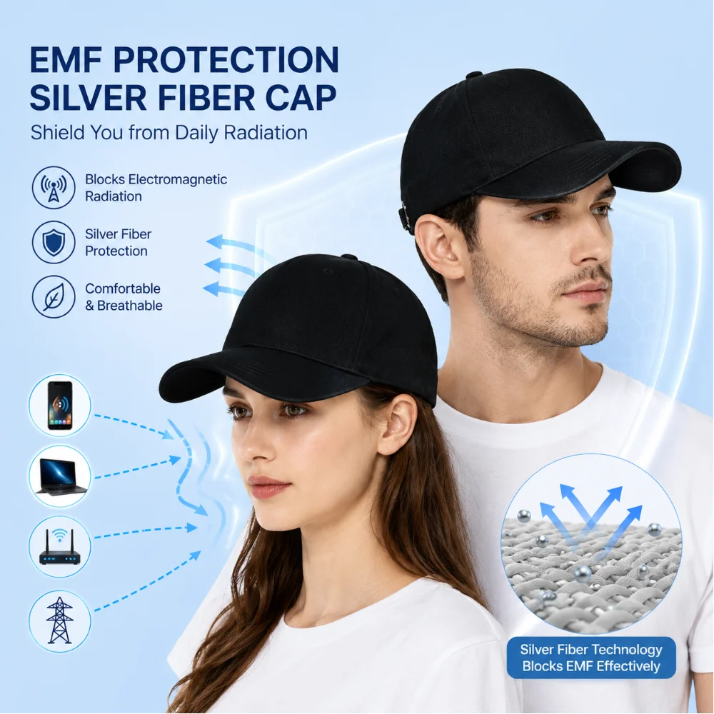 EMF Shielding Baseball Cap Logo Anti 5G WiFi Electromagnetic Radiation Protection Hat for Men Women Daily Office