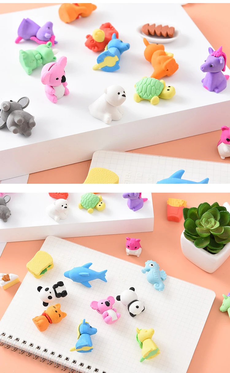 Сумка на Молнии Kawaii 3D ластик детский стационарный набор резиновый подарок коала утка тигр панда единорог лошадь