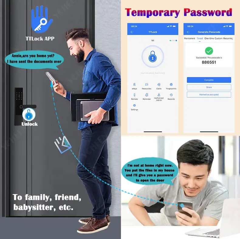 TTlock Ble Fingerprint Password Smart Digital Lock Rfid Nfc Code Key Card Intelligent Door Lock Waterproof Security Home Lock