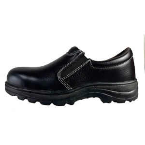 OEM Full Grain Top Quality Non Lace up Wear Resisting Rubber Sole for Worker Using All Black Safety Footwear in Factory