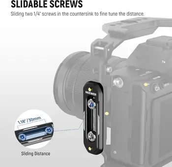NEEWER 2.4"/60mm Mini NATO Rail, Anti Off Quick Release NATO Rail With 1/4" Screws and Safety Pins for NATO Handle, Camera Cage detail image