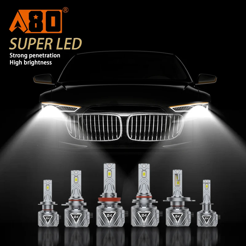 A80 Super Power 20000lm 200w Car Led Headlight H4 H7 H8 H11
