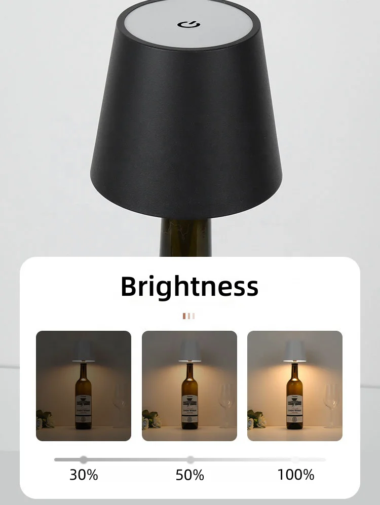 Rechargeable Battery Operated Touch Control Cordless Hotel Bar Restaurant Bedside Dinner Light LED Table Beer Wine Bottle Lamp