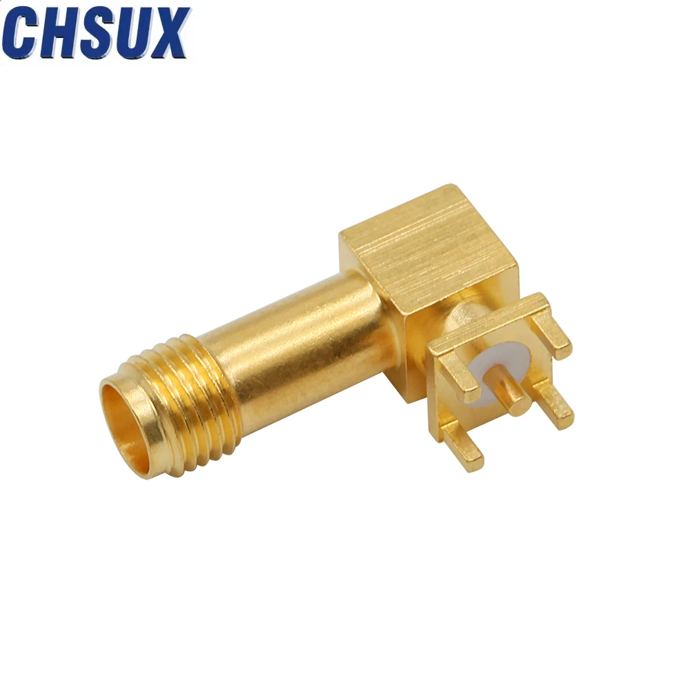 Brass Plated Right Angle Sma Male Edge Mount Rf Coaxial Connector Sma Female Pcb Mount Connector 5770