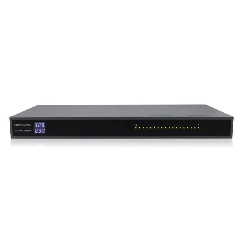 
 1U DC12V 18CH 20A для камеры видеонаблюдения с измерителем тока и источником питания  
