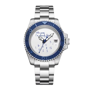 OEM ODM Customized logo High Quality 40MM DIY Dial Classic Luxury Men Quartz Watches Reloj Who Cares I Am Already Late Watch