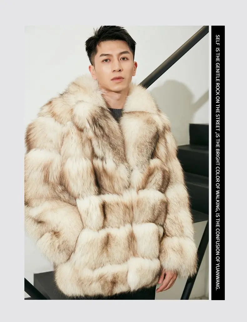 Finland imported SAGA-grade fox fur coat men's 2022 new light luxury hooded fur coat winter