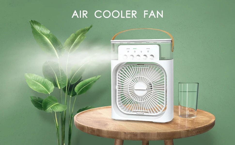 2024 New Portable Mini Desktop 7 Color Light Electric Spray Water air Cooler Fan with Humidifier