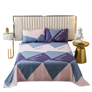 Hot Selling New Frosted Single and Double Student Dormitory Bed Sheets 100% Cotton Bed Sheet Set Printed Flat Bed Sheet
