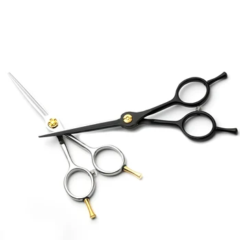 5.5 Inch Stainless Steel Barber Scissors Liu Hai Silver/Black Toning and Cutting Scissors with Sharp Blade Tip Beauty Tool